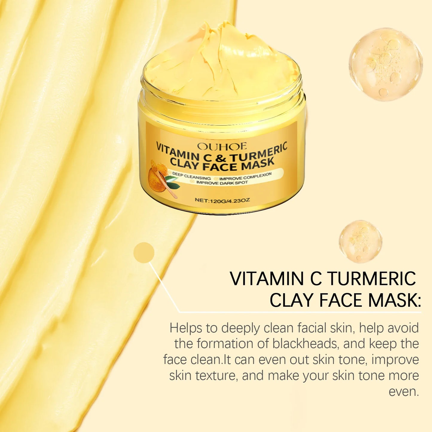 Vitamin C Exfoliating facial mask Turmeric Exfoliating facial mask Improve Pore Deep Cleaning facial mask Apply facial mask