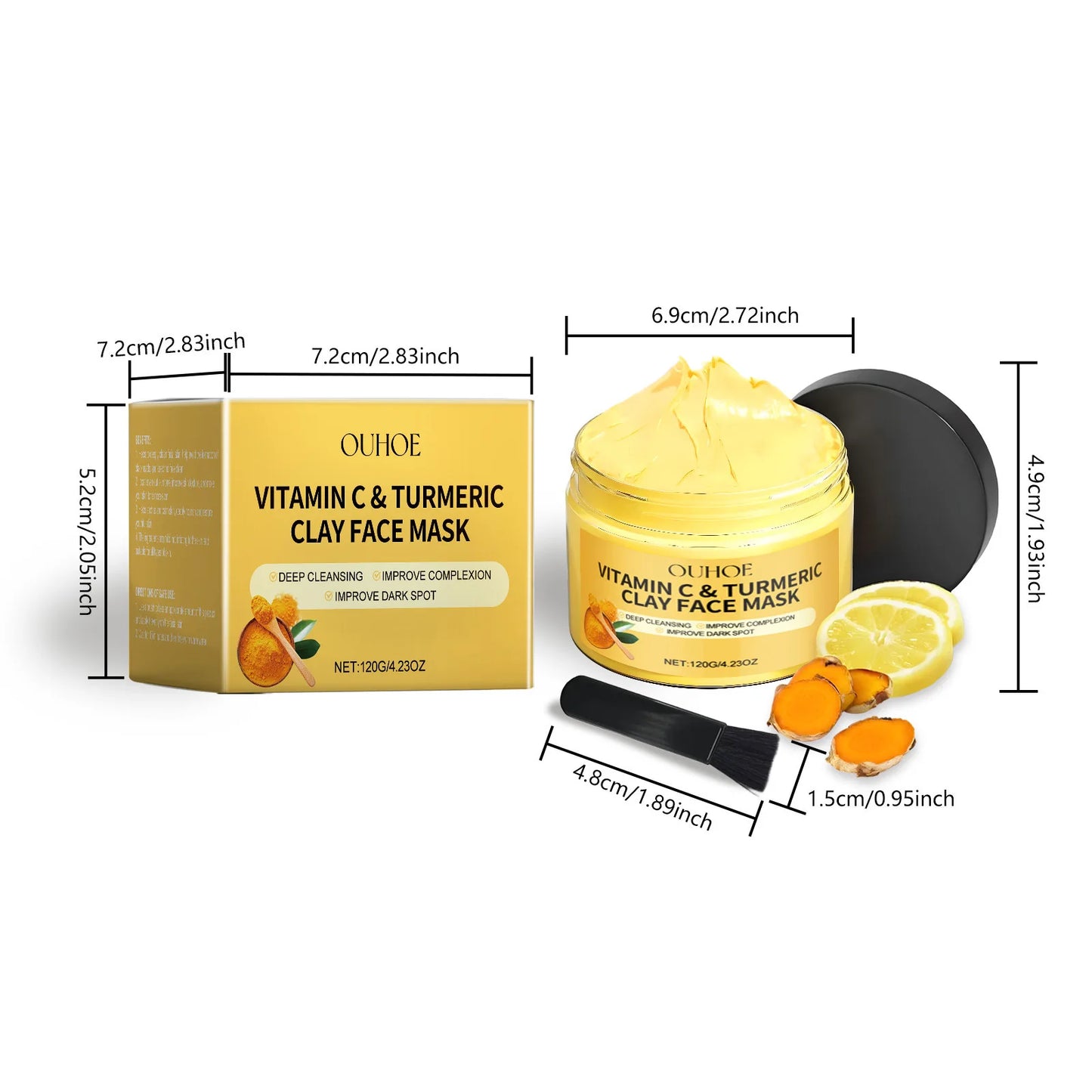 Vitamin C Exfoliating facial mask Turmeric Exfoliating facial mask Improve Pore Deep Cleaning facial mask Apply facial mask