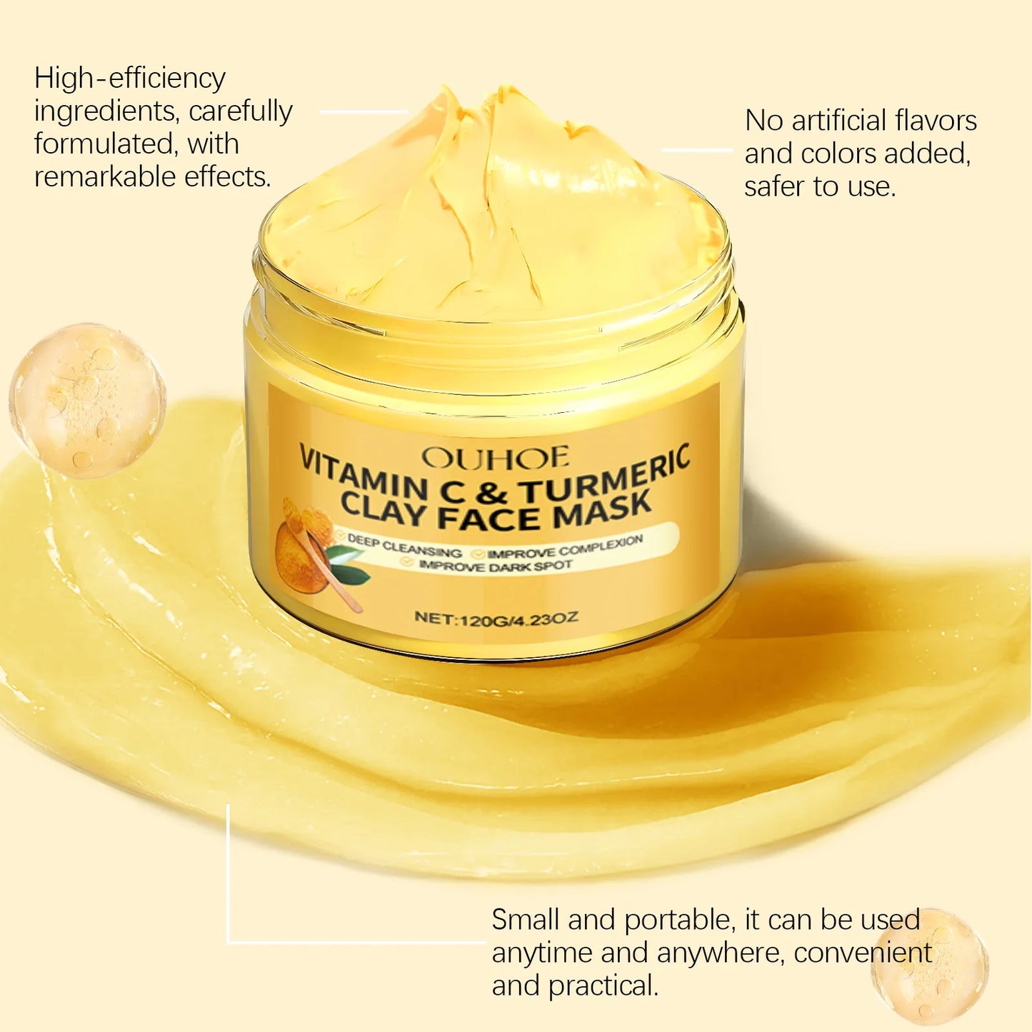 Vitamin C Exfoliating facial mask Turmeric Exfoliating facial mask Improve Pore Deep Cleaning facial mask Apply facial mask