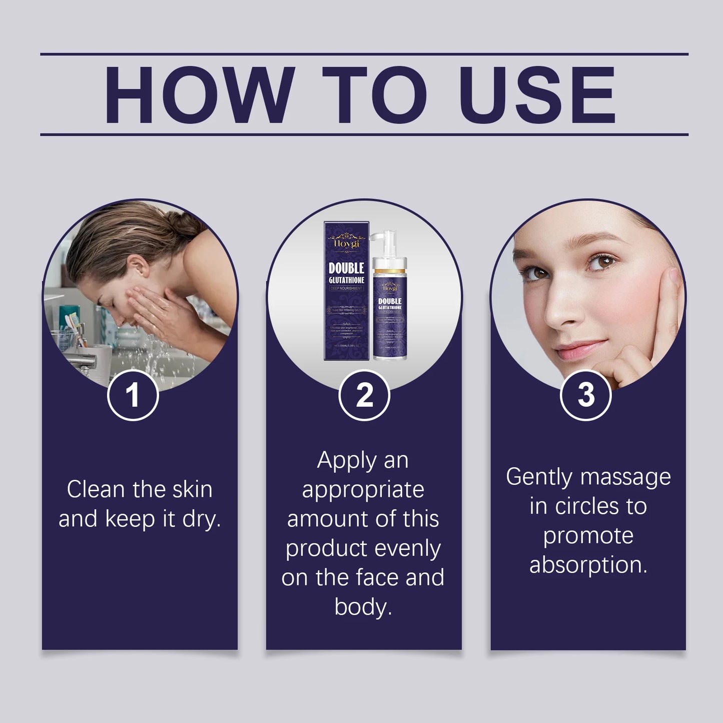 Hoygi 100ml Double Glutathione Serum For Skin Whitening Moisturizing Repair Dullness Remove Dark Spots Brighten Skin Care Serum