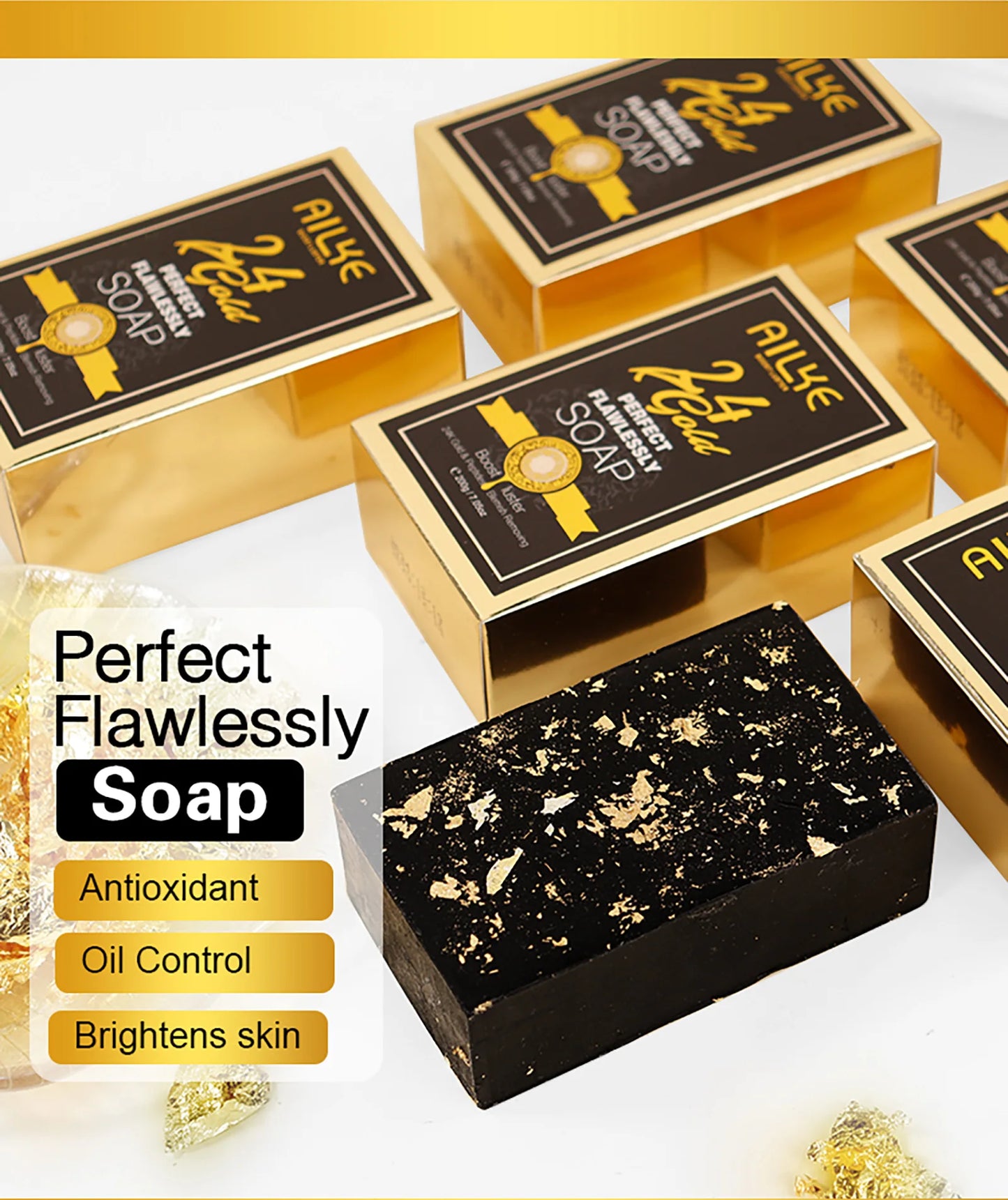 AILKE 24K Gold Collagen Whitening Skin Care Set for All Skin Types, Remove Dark Spot, Wrinkles, Anti Aging, Even Skin Tone