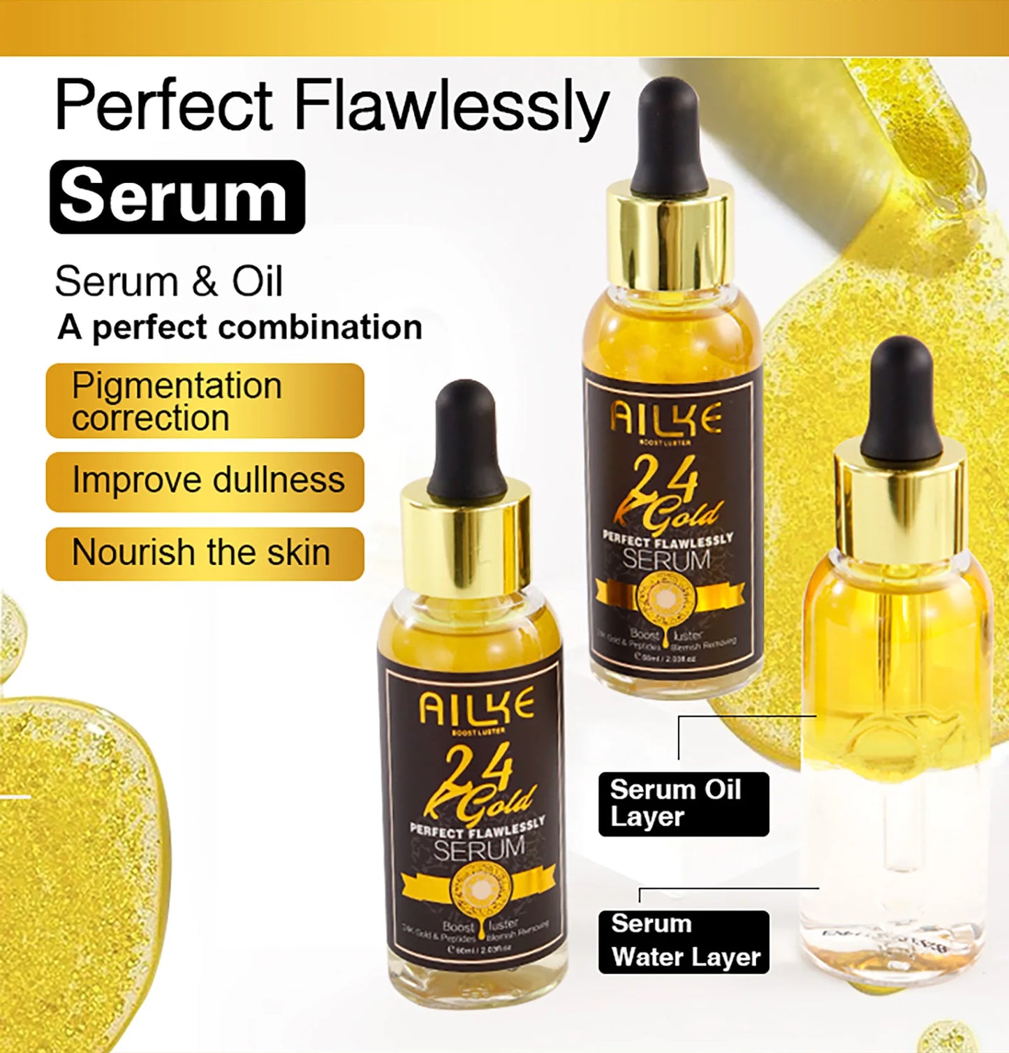 AILKE 24K Gold Collagen Whitening Skin Care Set for All Skin Types, Remove Dark Spot, Wrinkles, Anti Aging, Even Skin Tone