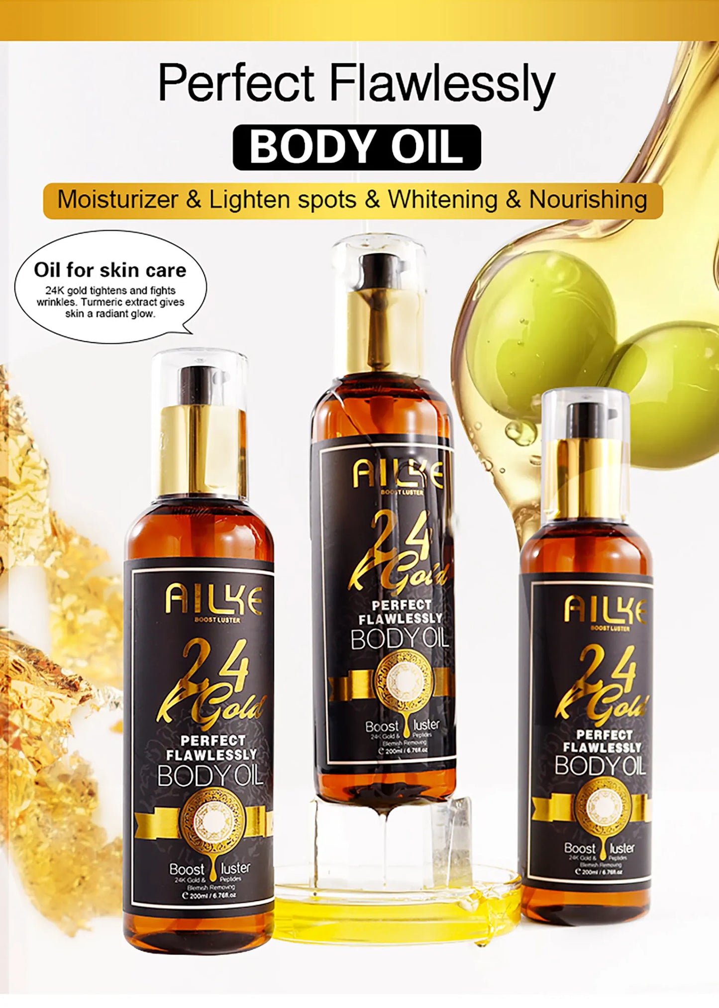 AILKE 24K Gold Collagen Whitening Skin Care Set for All Skin Types, Remove Dark Spot, Wrinkles, Anti Aging, Even Skin Tone