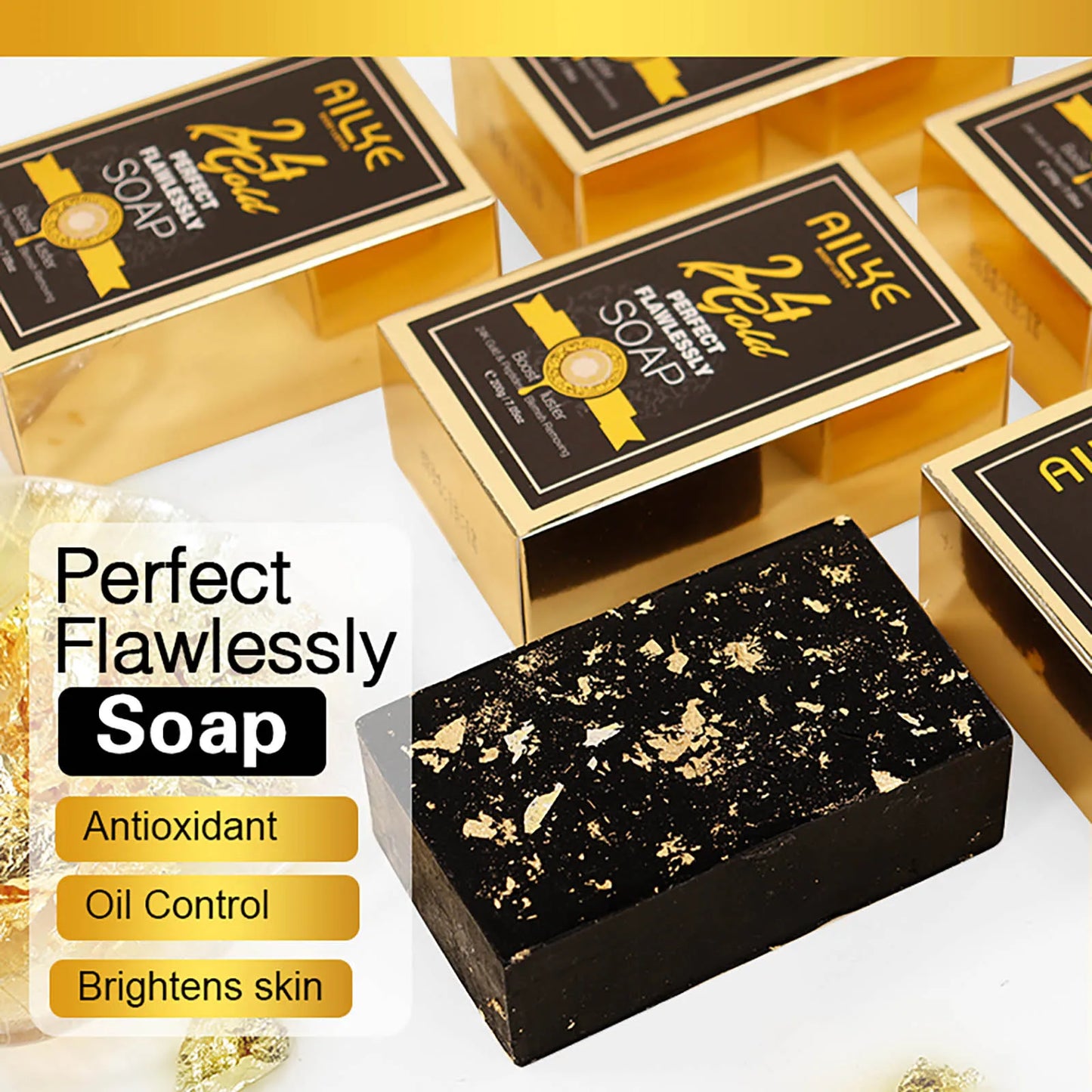 AILKE 24K Gold Collagen Whitening Skin Care Set for All Skin Types, Remove Dark Spot, Wrinkles, Anti Aging, Even Skin Tone