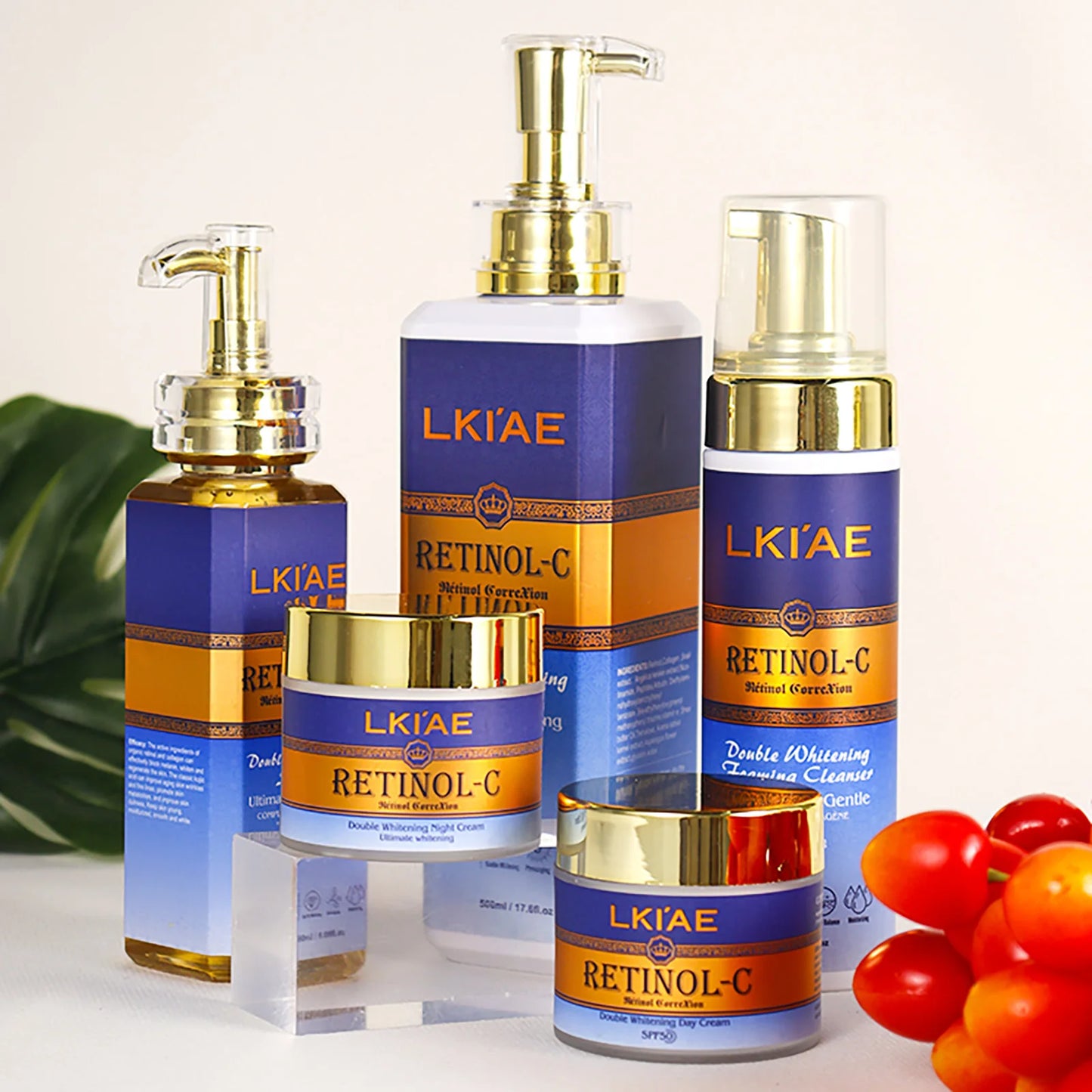 LKIAE Advanced Retinol Double Whitening Skin Care Set, Deeply Moisturizing, Clean Skin, Reduce Wrinkles, Stains, Dark Spots