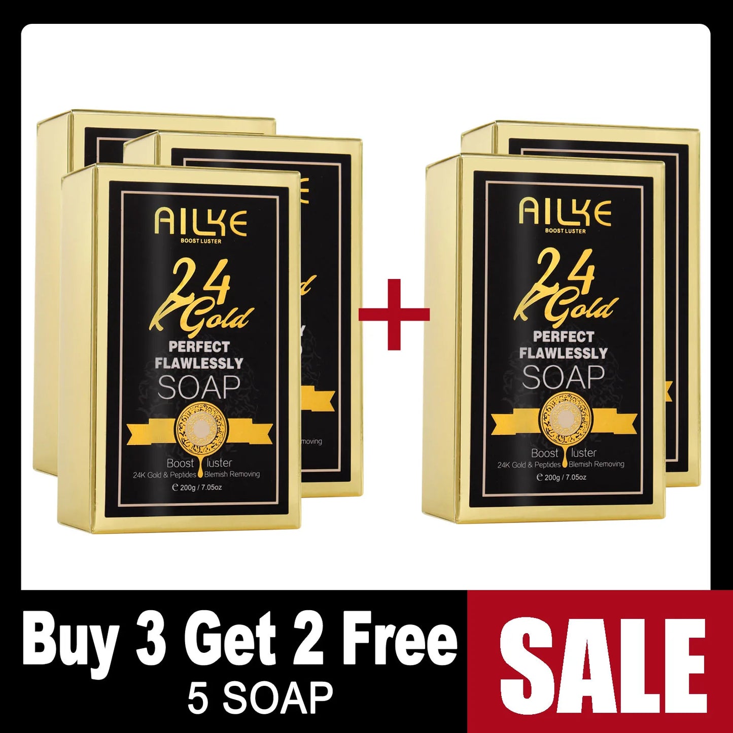 AILKE 24K Whitening Skin Care Set, Lightening, Remove Black Spots, Melanin, Stains, Even Skin Tone, Moisturizing, for All Skin