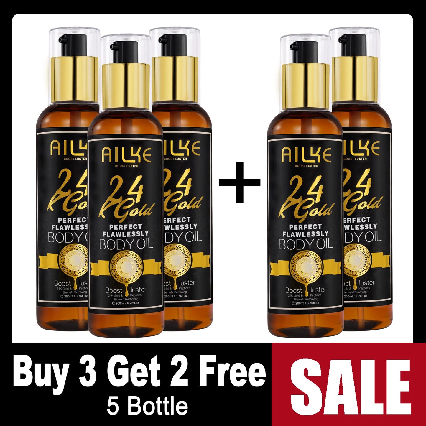 AILKE 24K Whitening Skin Care Set, Lightening, Remove Black Spots, Melanin, Stains, Even Skin Tone, Moisturizing, for All Skin