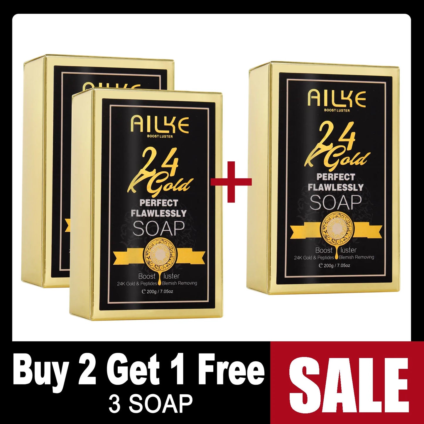 AILKE 24K Whitening Skin Care Set, Lightening, Remove Black Spots, Melanin, Stains, Even Skin Tone, Moisturizing, for All Skin