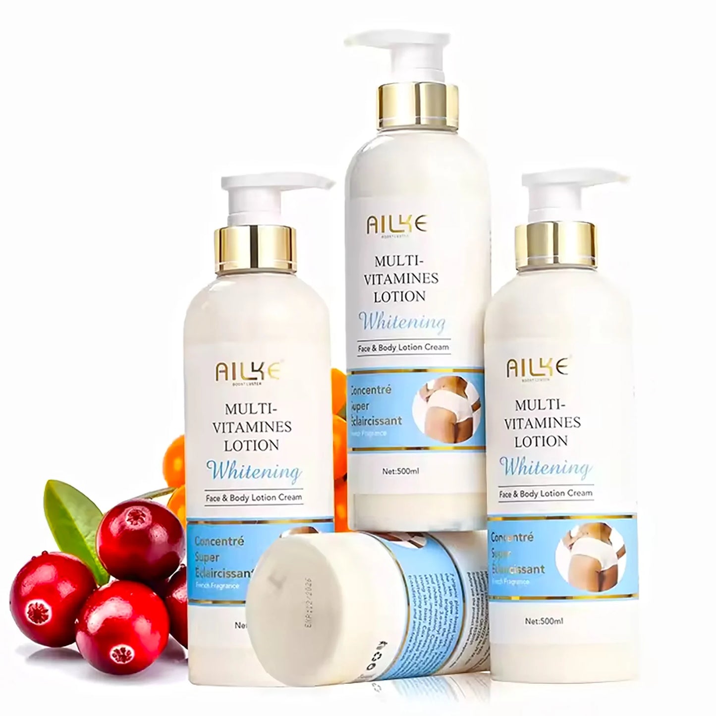 AILKE Multi Vitamin Whitening Body Lotion With Vitamins A,E,B3,B5, Increase Skin Radiance, Even Skin Tone, Moisturizer Cream