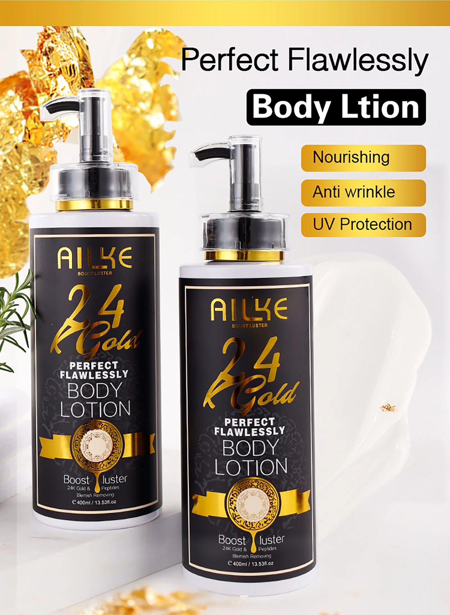 AILKE 24K Gold Collagen Whitening Skin Care Set for All Skin Types, Remove Dark Spot, Wrinkles, Anti Aging, Even Skin Tone