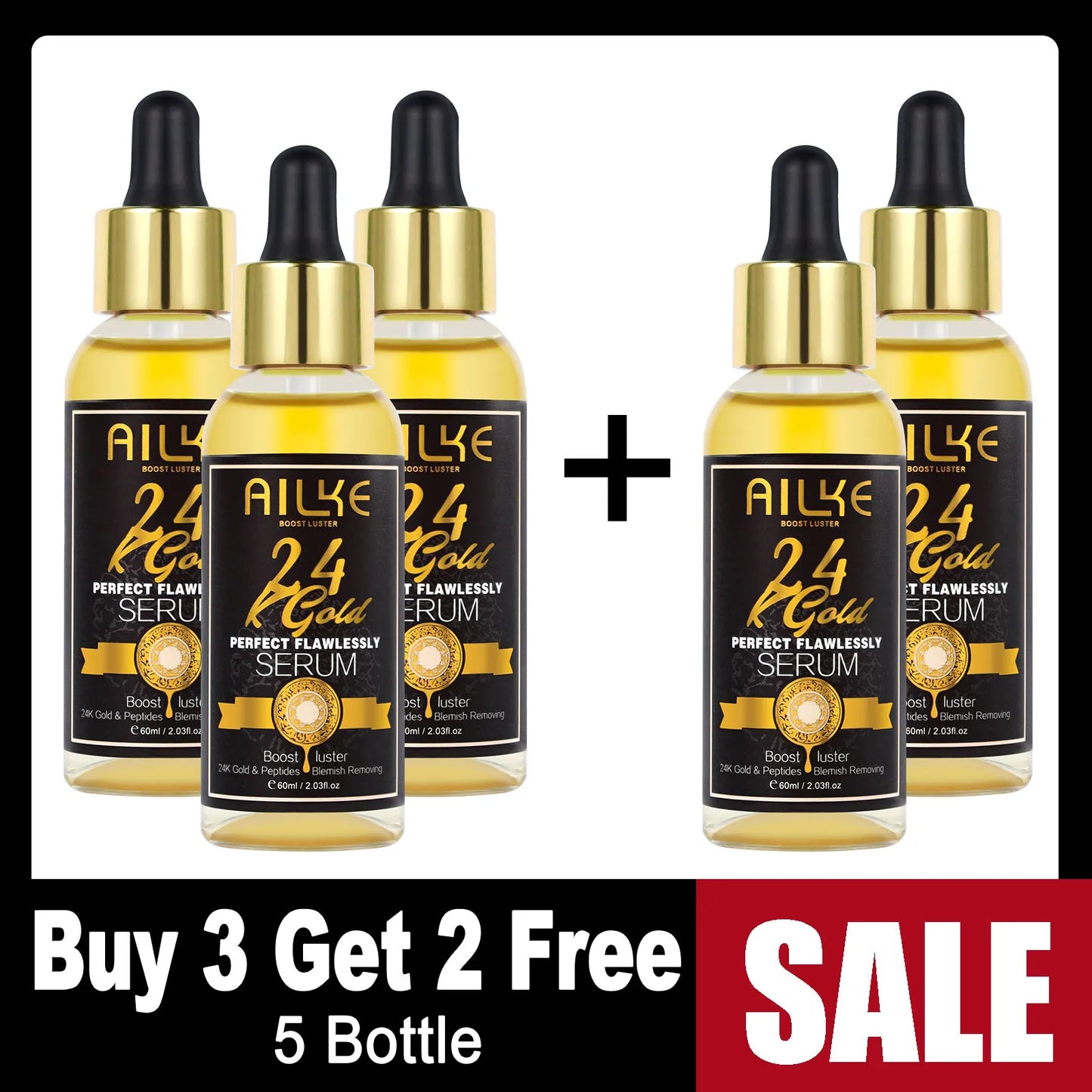 AILKE 24K Gold Collagen Whitening Skin Care Set for All Skin Types, Remove Dark Spot, Wrinkles, Anti Aging, Even Skin Tone