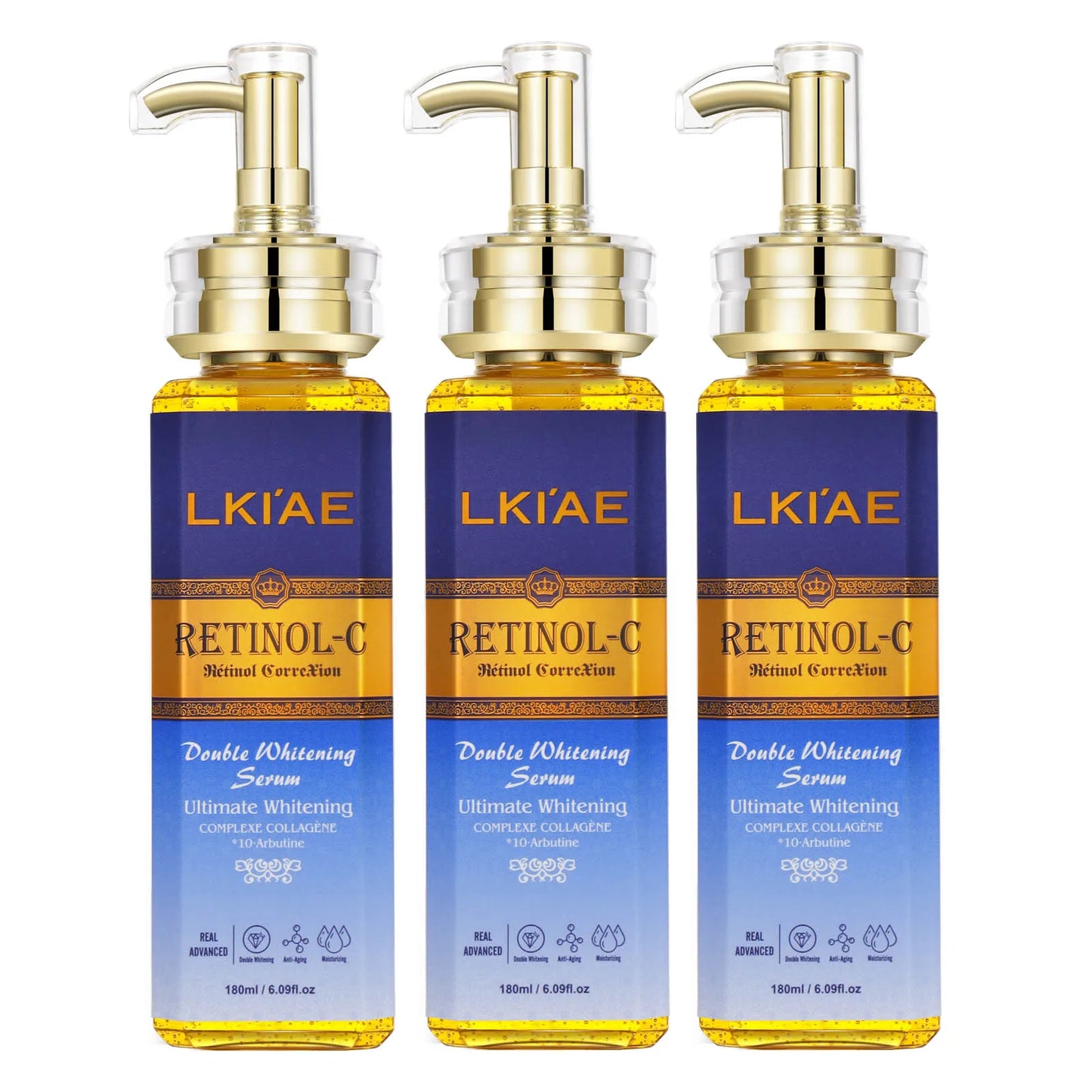 LKIAE Advanced Retinol Double Whitening Skin Care Set, Deeply Moisturizing, Clean Skin, Reduce Wrinkles, Stains, Dark Spots