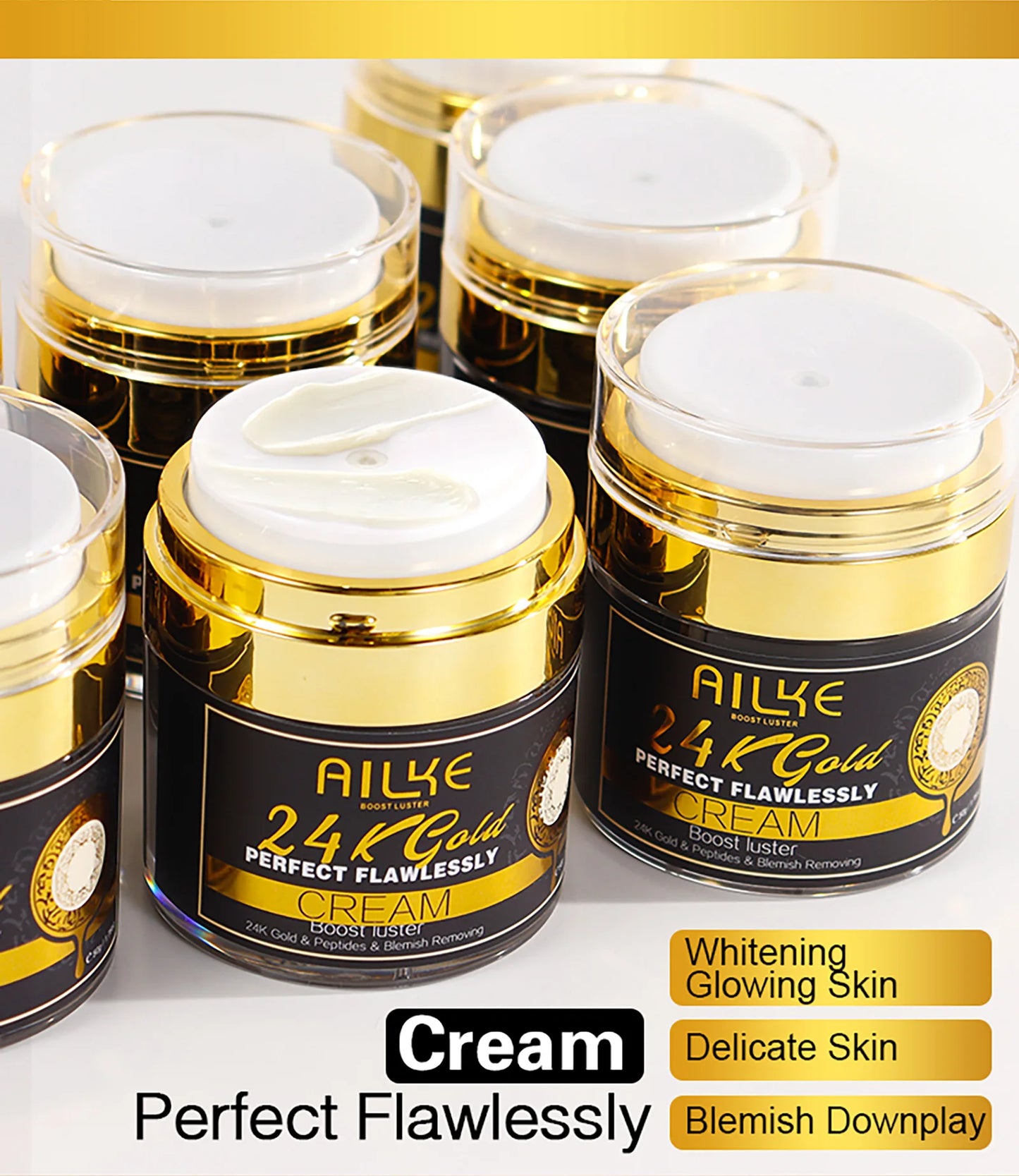 AILKE 24K Gold Collagen Whitening Skin Care Set for All Skin Types, Remove Dark Spot, Wrinkles, Anti Aging, Even Skin Tone