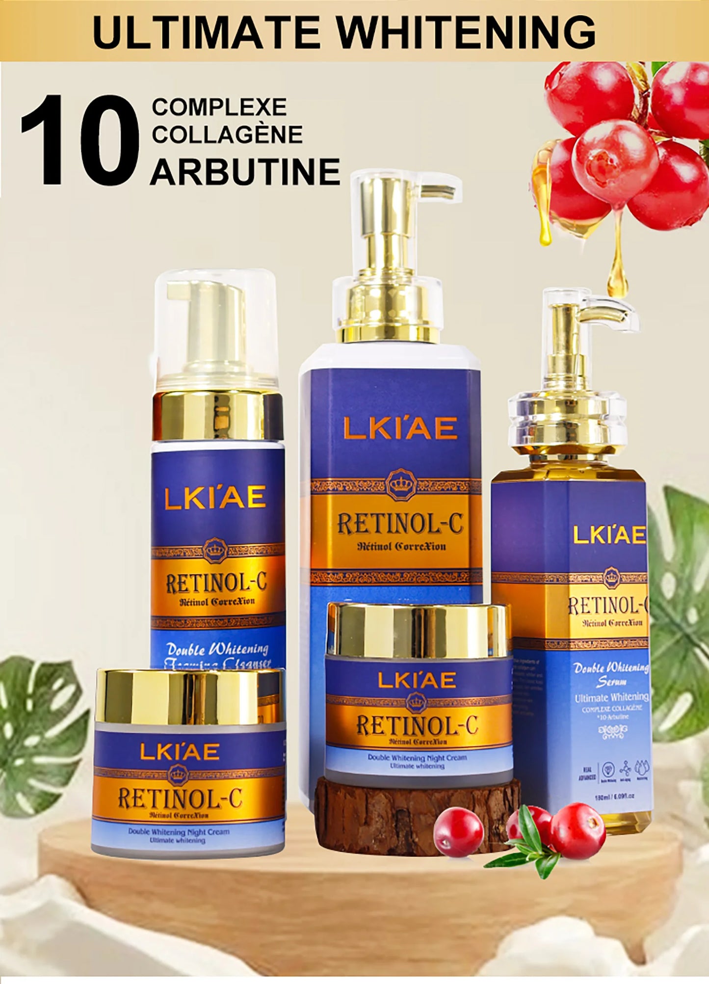 LKIAE Advanced Retinol Double Whitening Skin Care Set, Deeply Moisturizing, Clean Skin, Reduce Wrinkles, Stains, Dark Spots