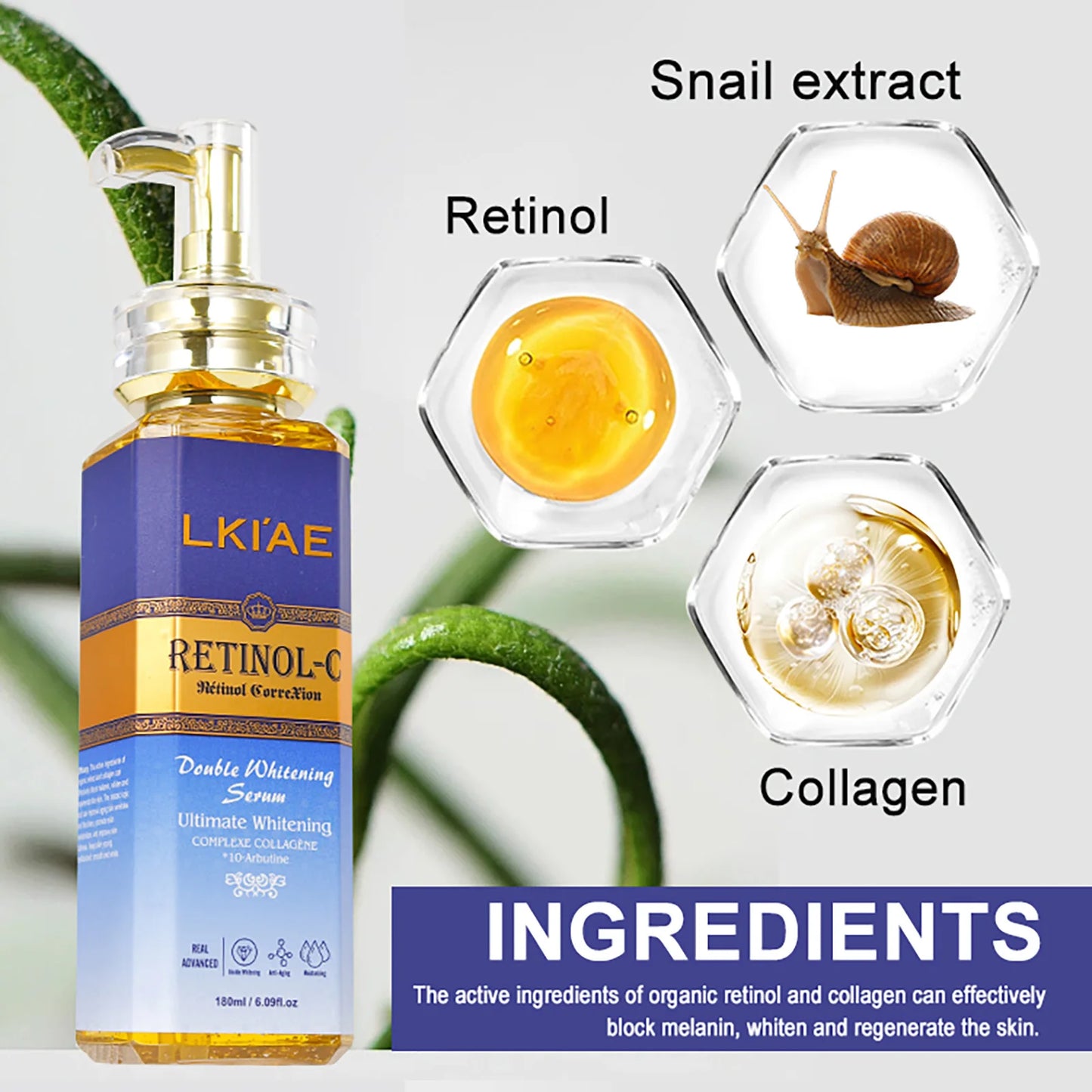 LKIAE Advanced Retinol Double Whitening Skin Care Set, Deeply Moisturizing, Clean Skin, Reduce Wrinkles, Stains, Dark Spots