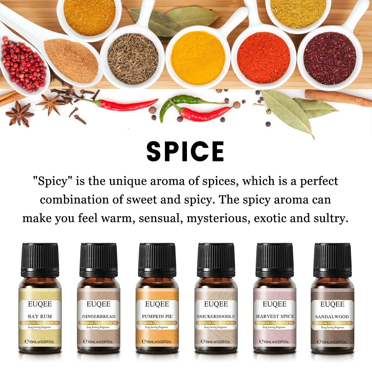 EUQEE Premium Fragrance Oils Set For Men & Women-6x10ml,Scented Essential Oil for Diffuser, Aromatherapy,Candle Making, DIY Soap