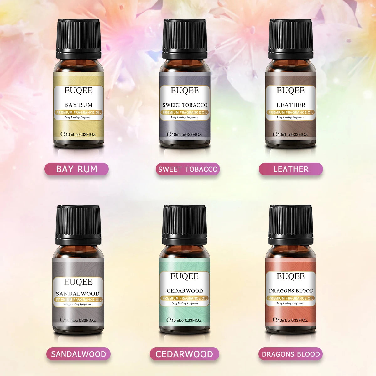EUQEE Premium Fragrance Oils Set For Men & Women-6x10ml,Scented Essential Oil for Diffuser, Aromatherapy,Candle Making, DIY Soap