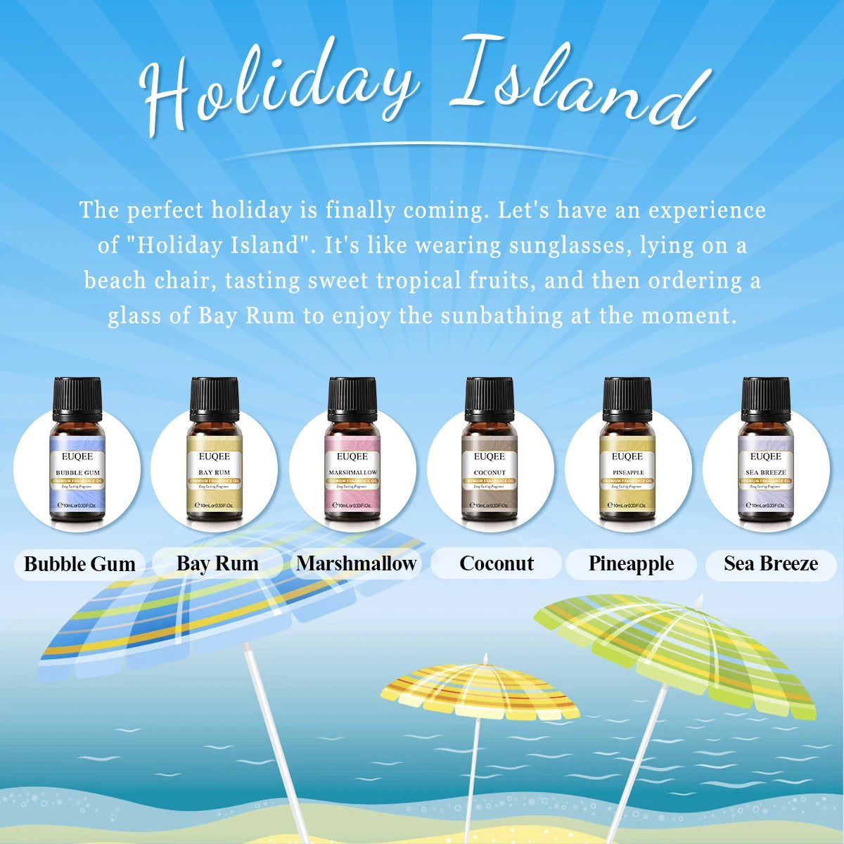 EUQEE Premium Fragrance Oils Set For Men & Women-6x10ml,Scented Essential Oil for Diffuser, Aromatherapy,Candle Making, DIY Soap