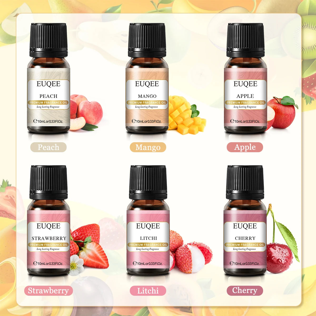 EUQEE Premium Fragrance Oils Set For Men & Women-6x10ml,Scented Essential Oil for Diffuser, Aromatherapy,Candle Making, DIY Soap