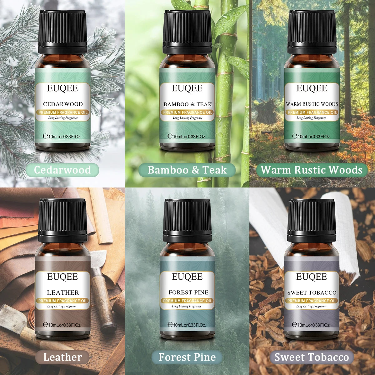 EUQEE Premium Fragrance Oils Set For Men & Women-6x10ml,Scented Essential Oil for Diffuser, Aromatherapy,Candle Making, DIY Soap