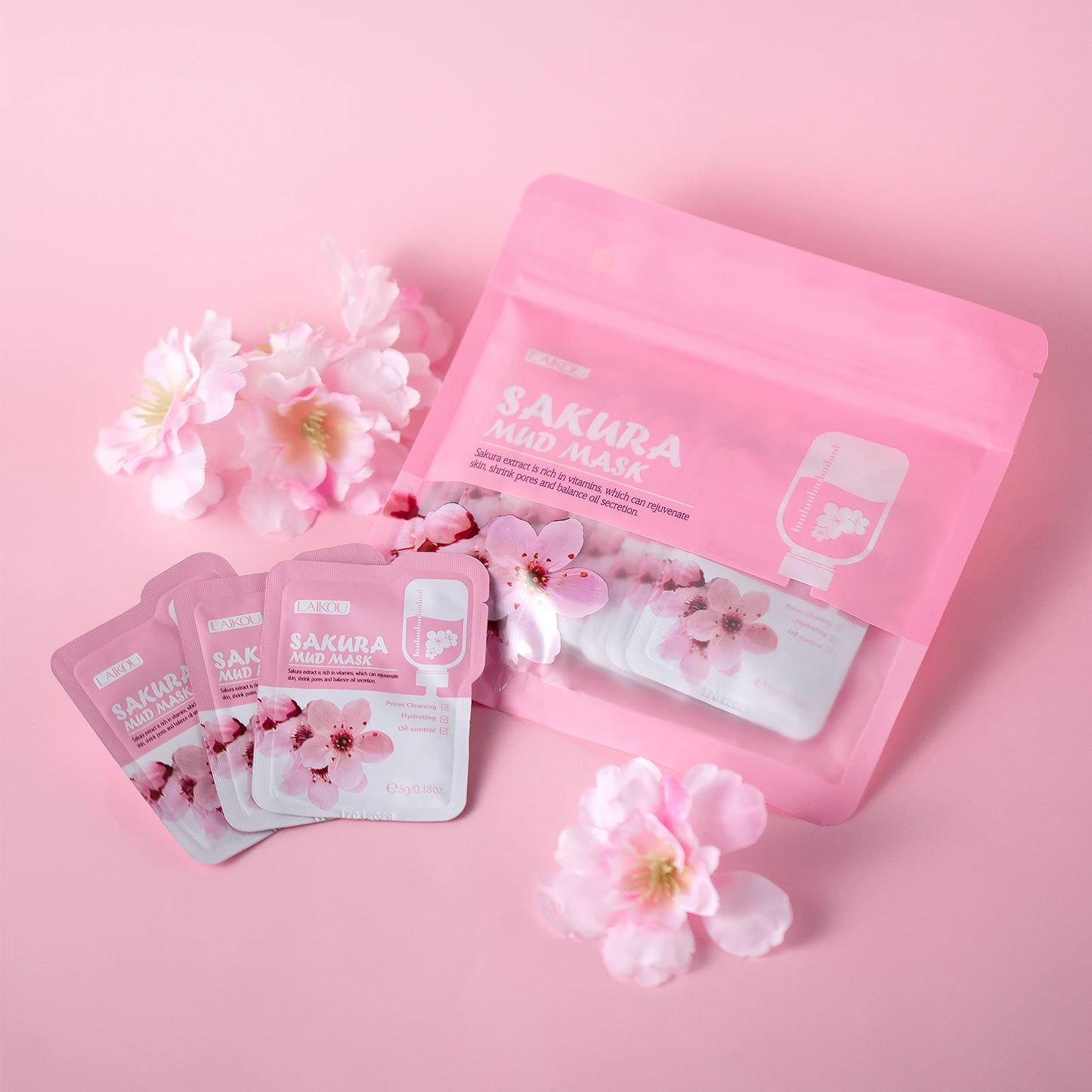 LAIKOU Japan Sakura Skincare Set Moisturizing Anti-Aging Kit Wrinkle Smoothing Radiance Boosting Facial Kit Gift Set