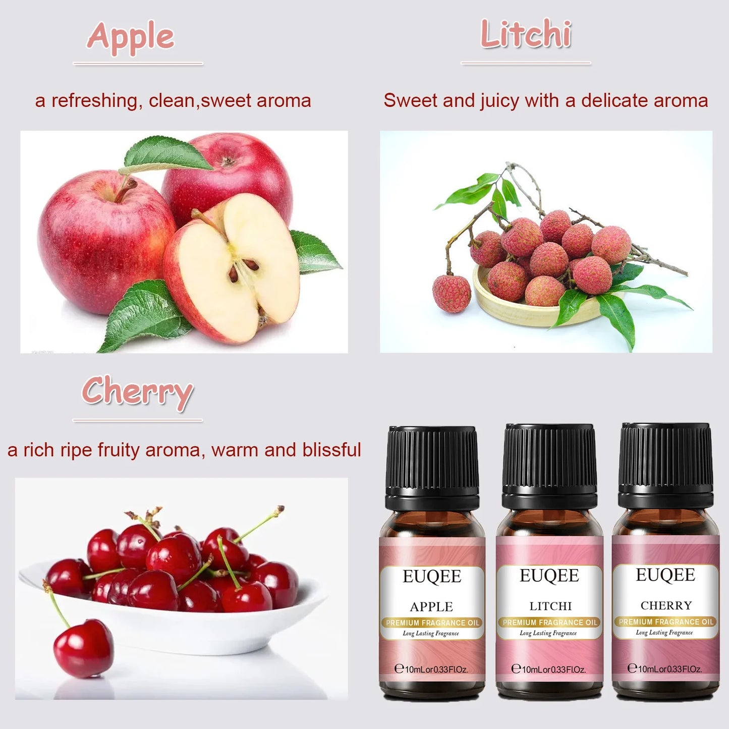 EUQEE Premium Fragrance Oils Set For Men & Women-6x10ml,Scented Essential Oil for Diffuser, Aromatherapy,Candle Making, DIY Soap